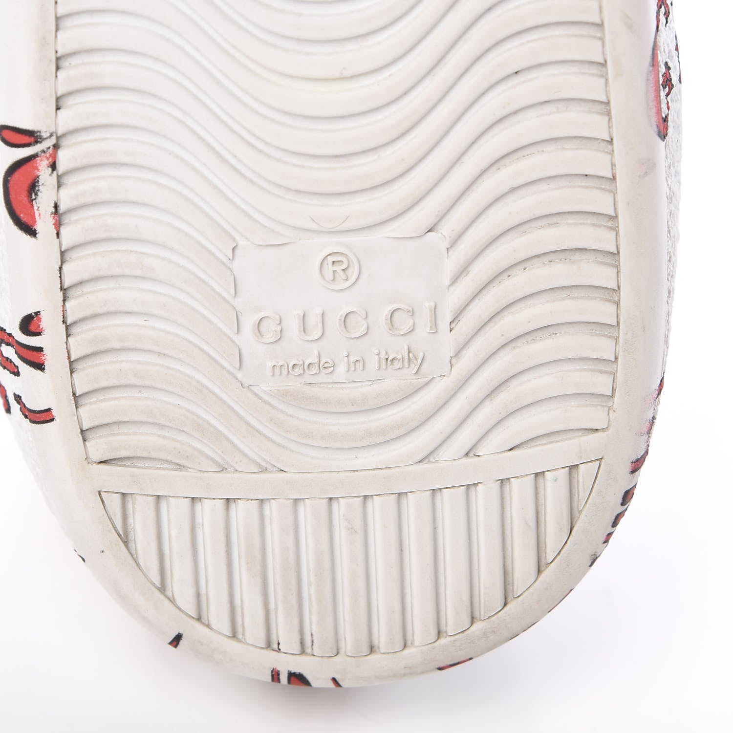 Gucci Calfskin GucciGhost Print Mens Ace Sneakers 7.5 White Hibiscus Red 9 of 17