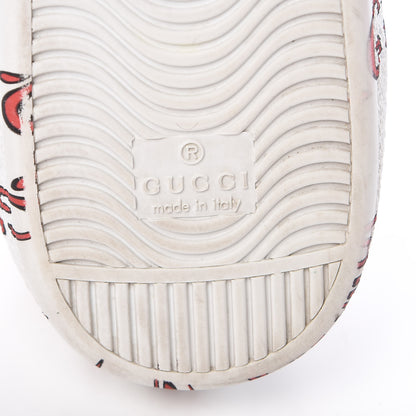 Gucci Calfskin GucciGhost Print Mens Ace Sneakers 7.5 White Hibiscus Red 9 of 17