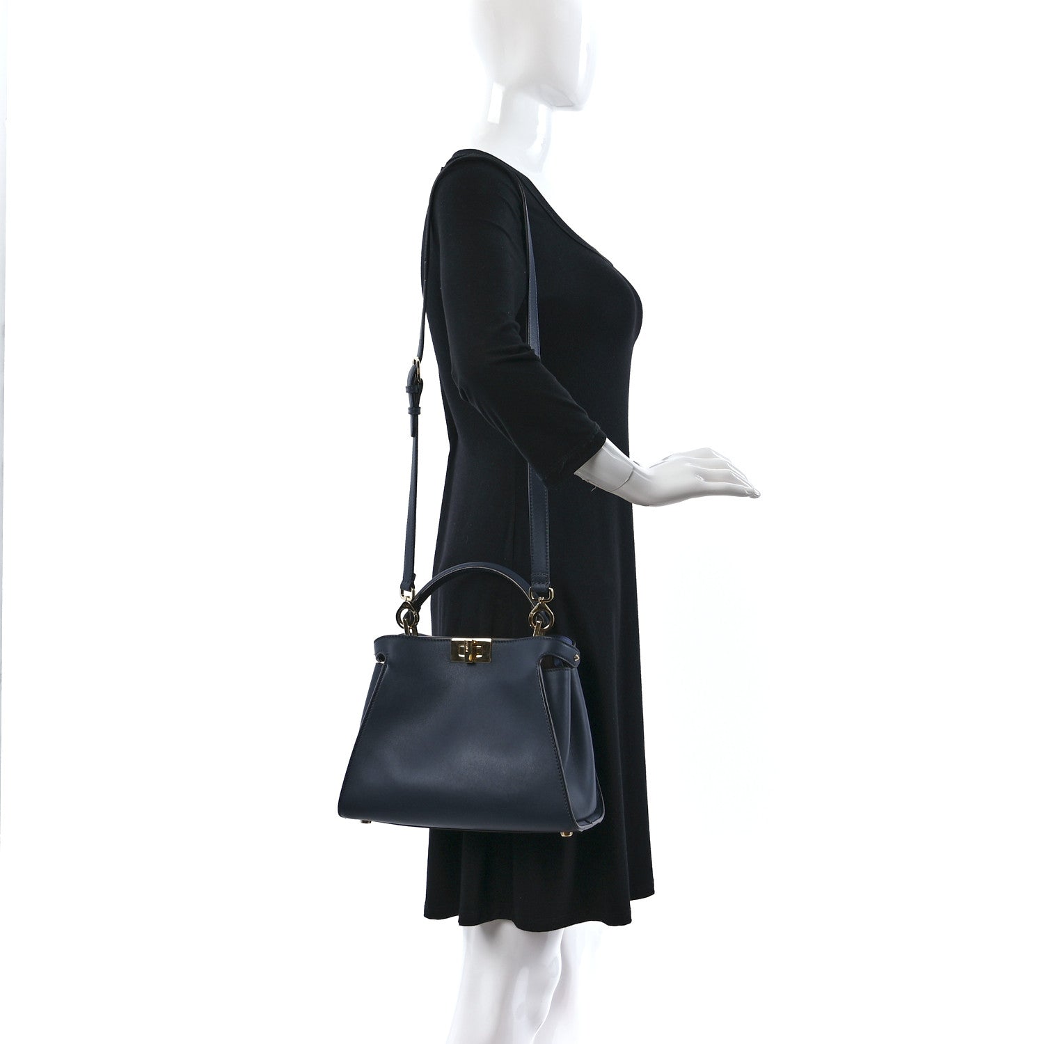 Fendi Vitello Tahiti Nappa Medium Peekaboo Iconic Essentially Satchel Notturno Grigio Polvere Nebula 2 of 8