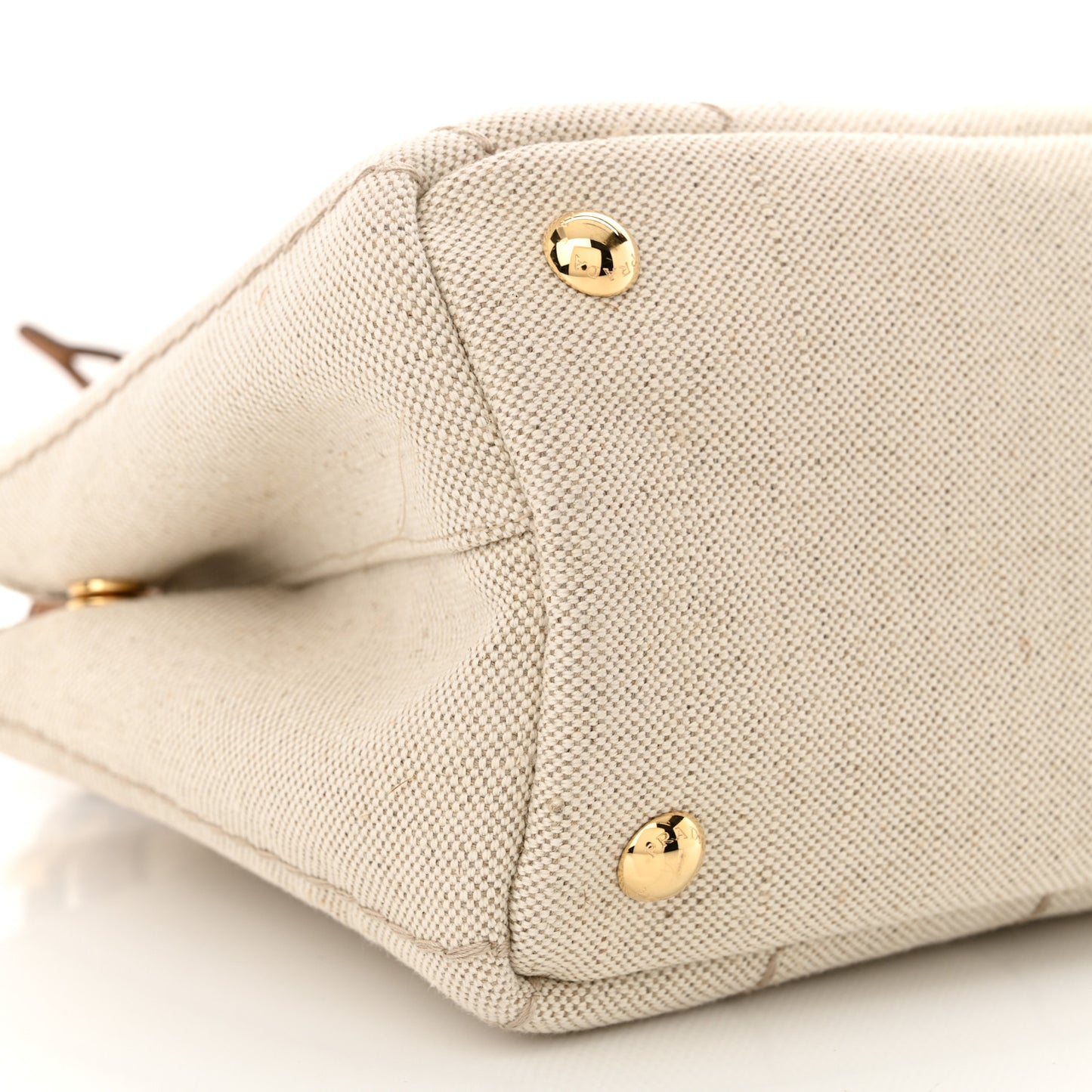 Linen Vitello Mini Logo Tote Natural