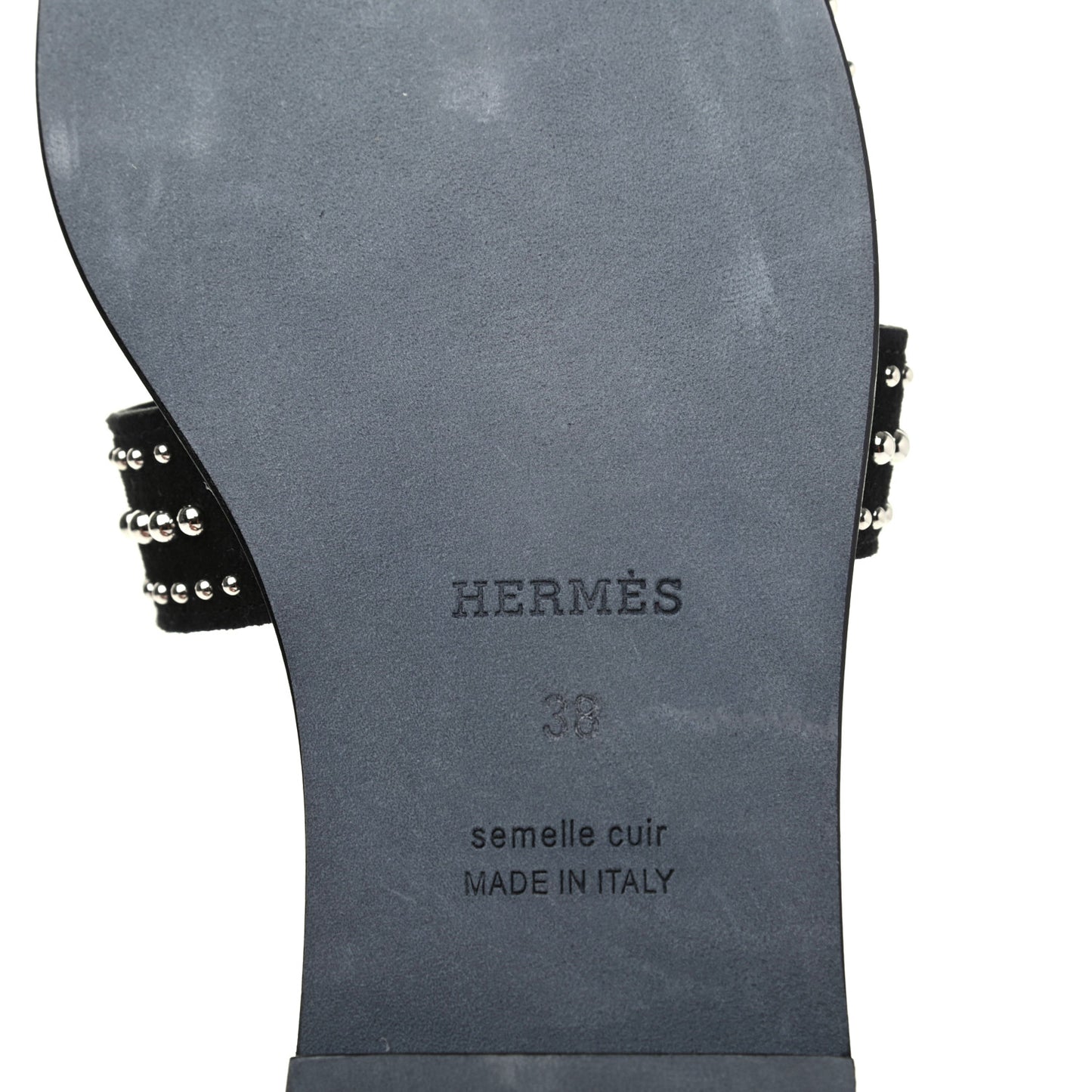 Suede Goatskin Studded Oran Sandals 38 Black