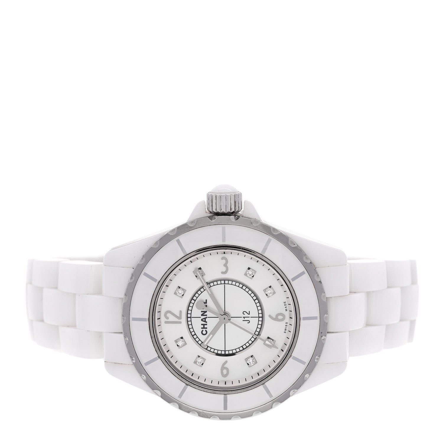 Chanel Stainless Steel Ceramic Diamond Mother of Pearl 33mm J12