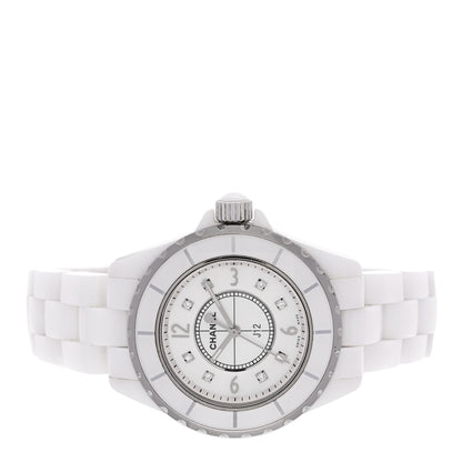 Chanel Stainless Steel Ceramic Diamond Mother of Pearl 33mm J12 Quartz Watch White 2 of 4
