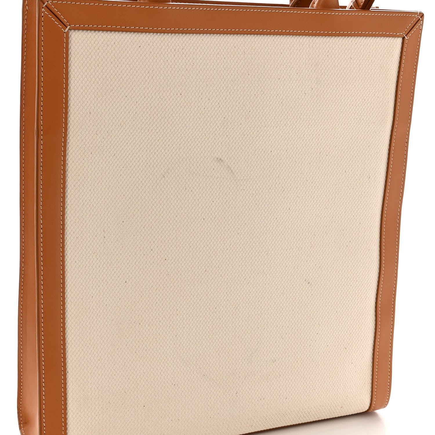 Celine Canvas Calfskin Logo Print Small Vertical Cabas Natural Tan 11 of 11