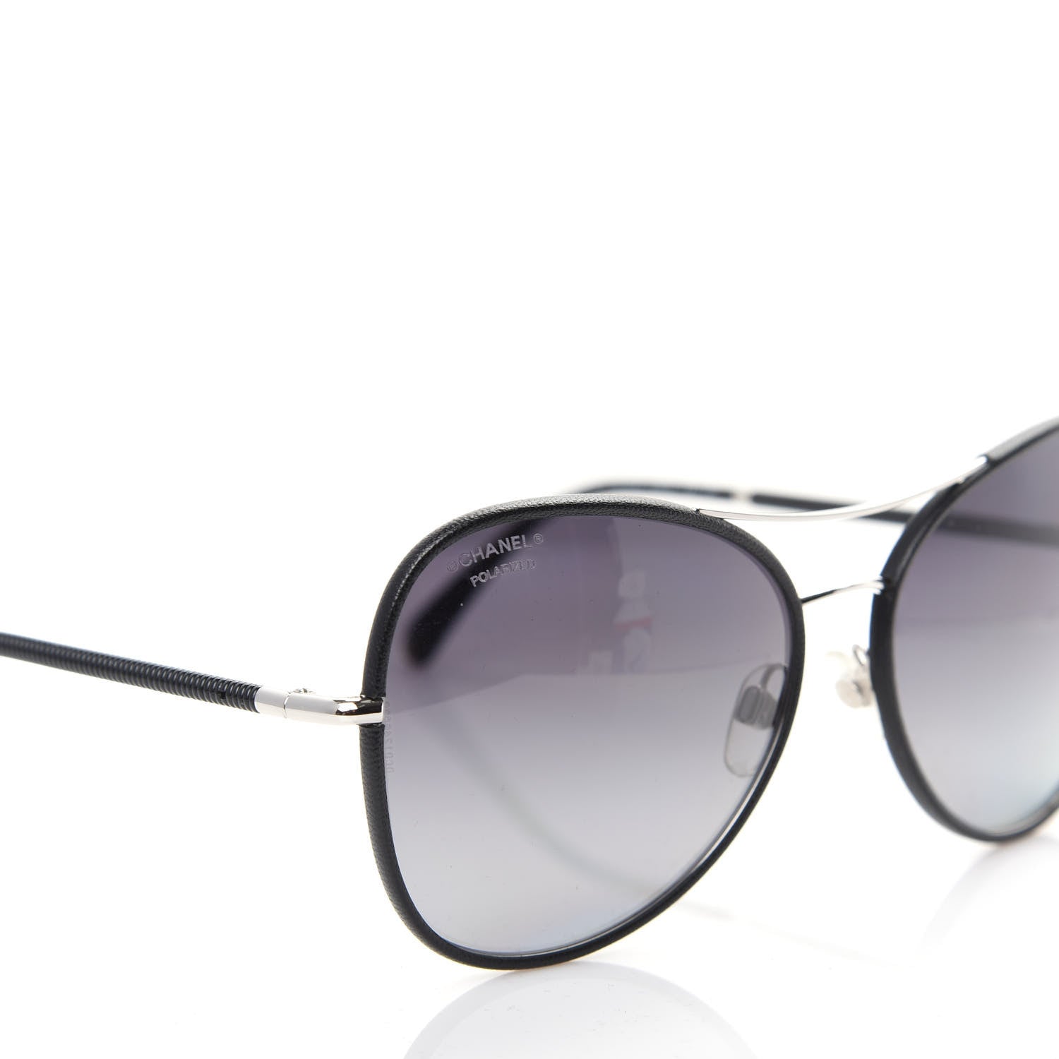Chanel Metal Lambskin Polarized Pilot Fall Sunglasses 4227-Q Black 7 of 8