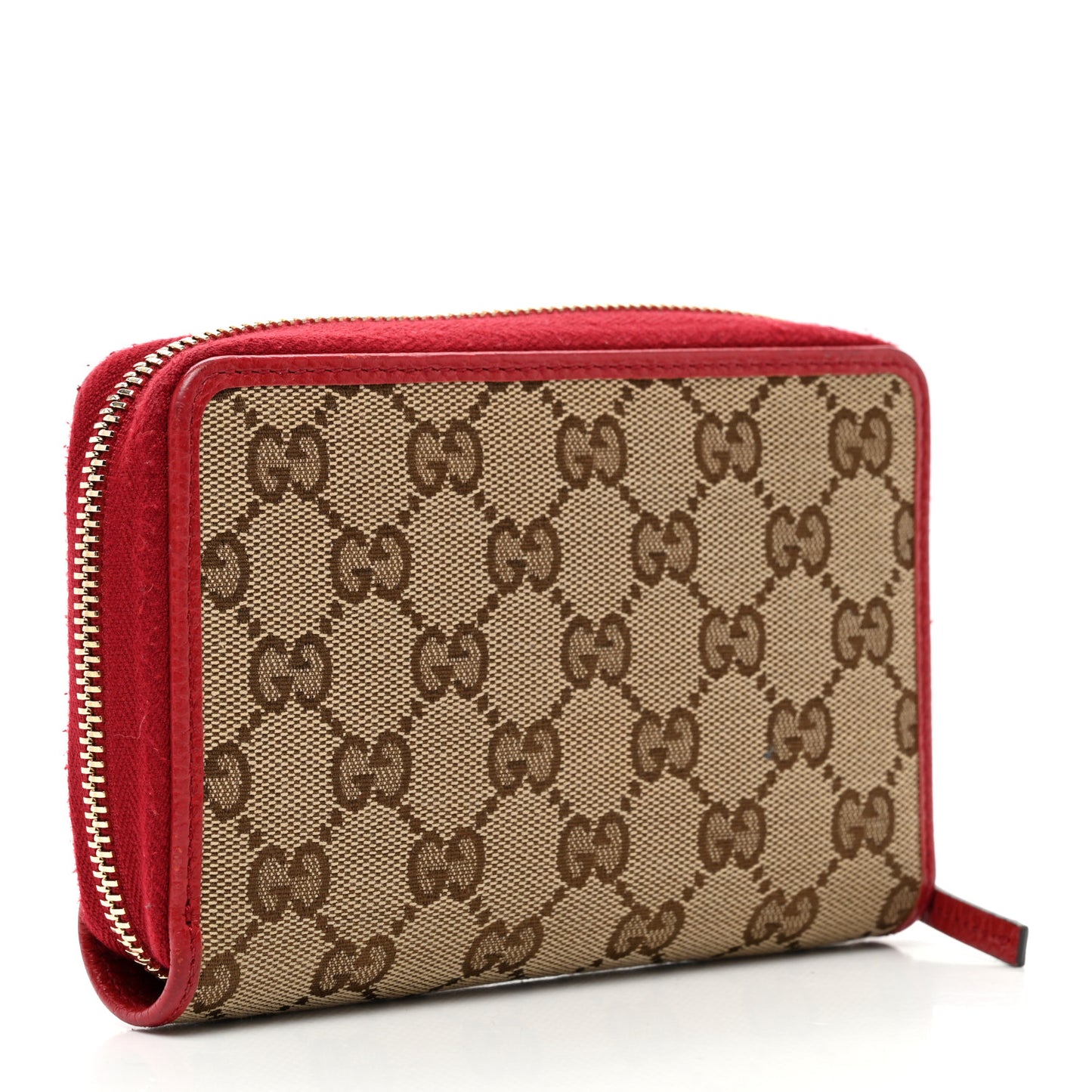 Monogram Dollar Calfskin Zip Around Compact Wallet Beige Ebony Rosso