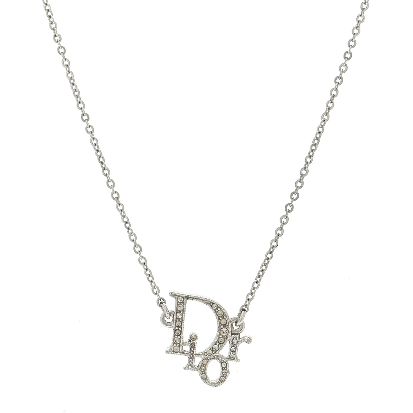 Crystal Logo Necklace Silver