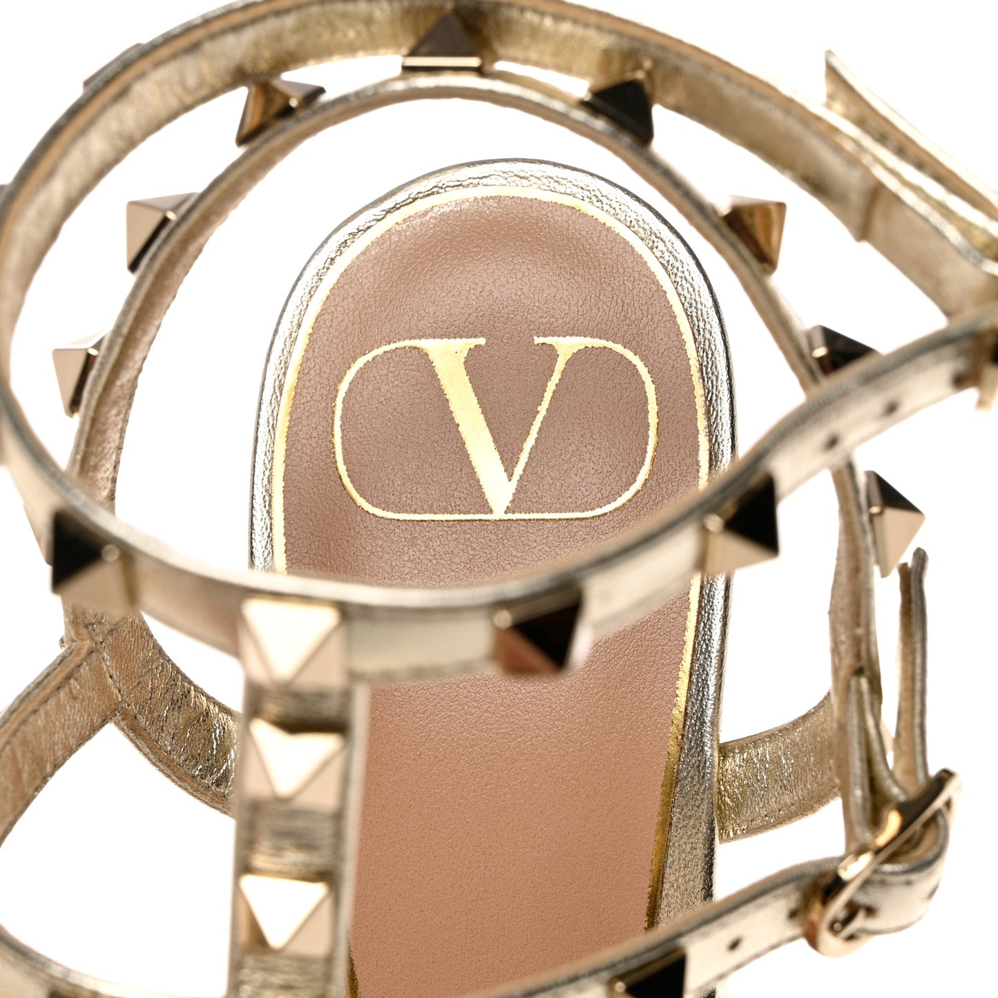 Metallic Nappa Rockstud 155 Platform Sandals 37 Platino