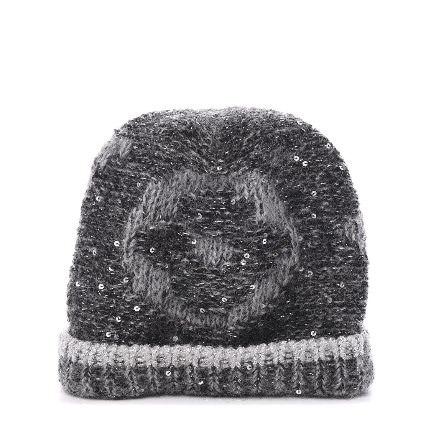 Monogram Glitter Sunset Beanie Hat Grey