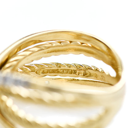 David Yurman 18K Yellow Gold Diamond X Crossover Cable Ring 57 8 5 of 5