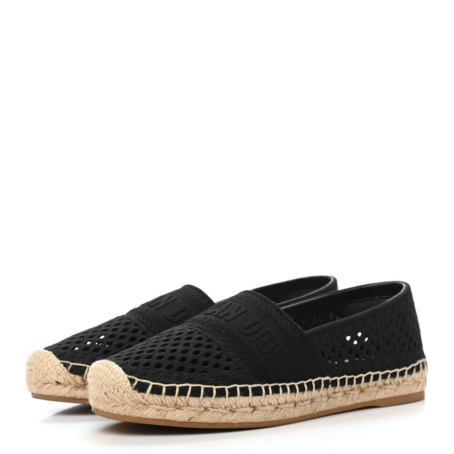Christian Dior Canvas Embroidered Perforated Granville Espadrille 36 Black 3 of 12