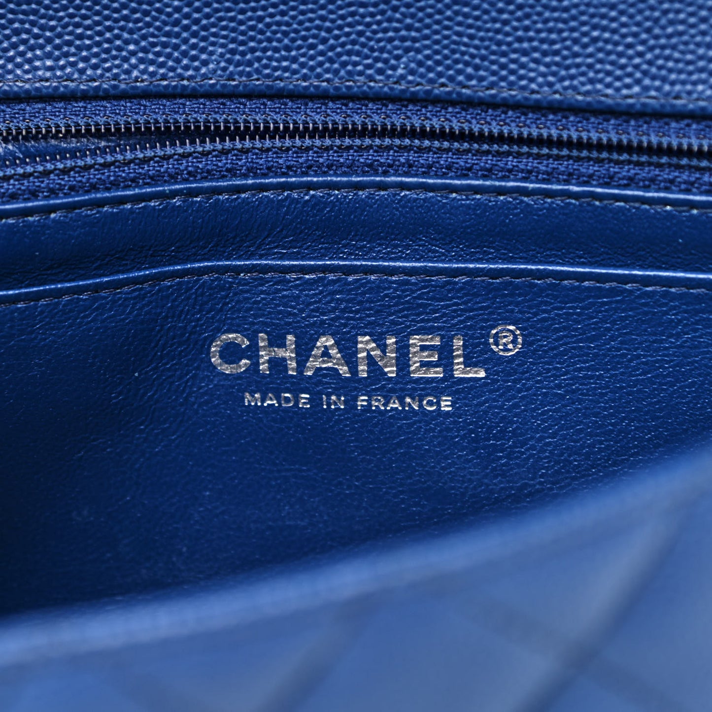 Caviar Quilted Mini Rectangular Flap Blue