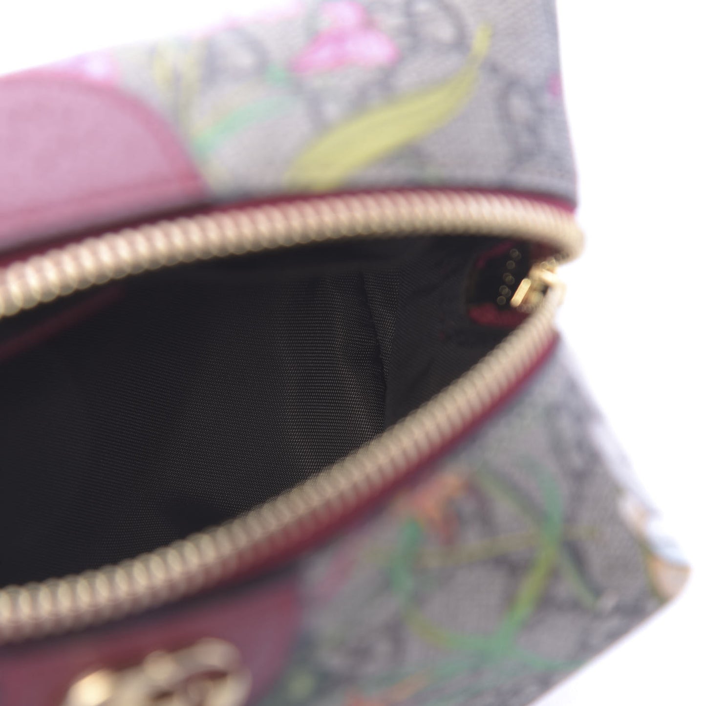 Soft GG Supreme Monogram Flora Calfskin Medium Ophidia Cosmetic Case Beige Ebony Multicolor Rosso