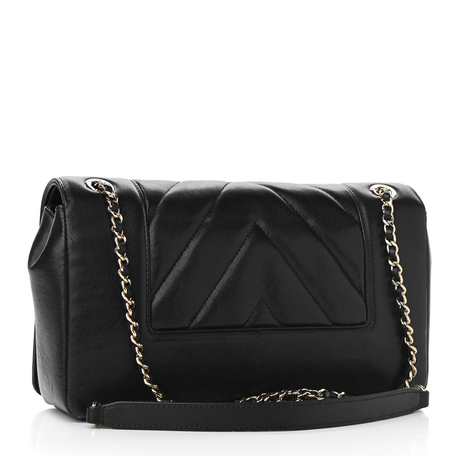 Chanel Sheepskin Chevron Quilted Medium Vintage Mademoiselle Flap Black 3 of 13
