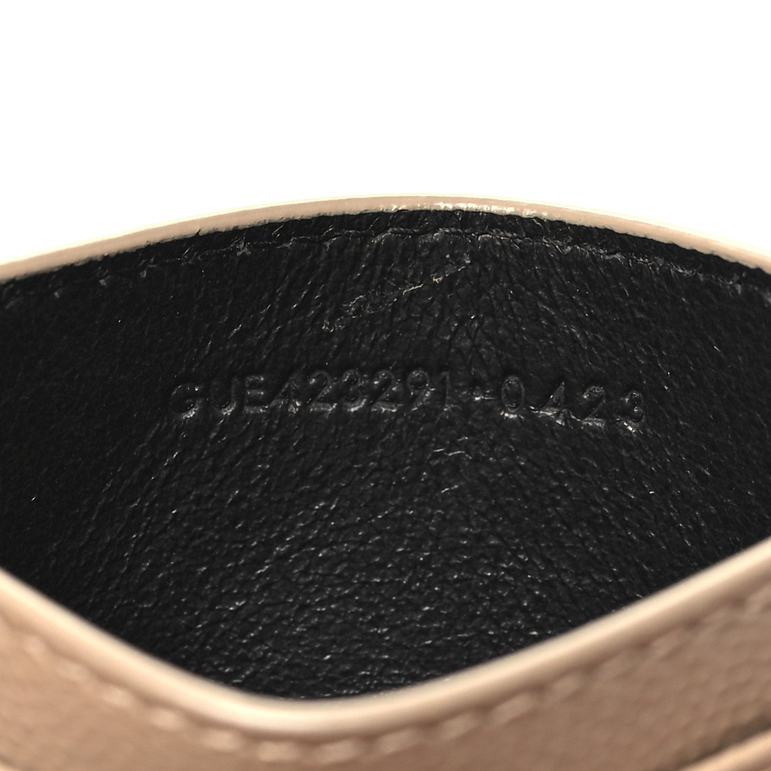 Saint Laurent Grain De Poudre Matelasse Chevron Monogram Credit Card Case Dark Beige 7 of 9