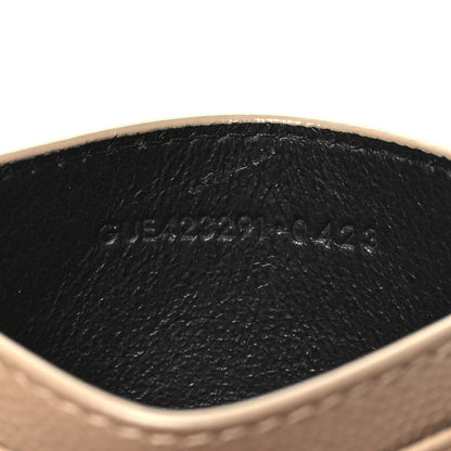 Saint Laurent Grain De Poudre Matelasse Chevron Monogram Credit Card Case Dark Beige 7 of 9
