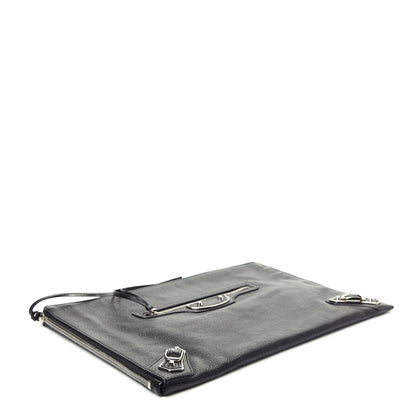Balenciaga Chevre Silver Metallic Edge Hardware Pouch Black 4 of 7