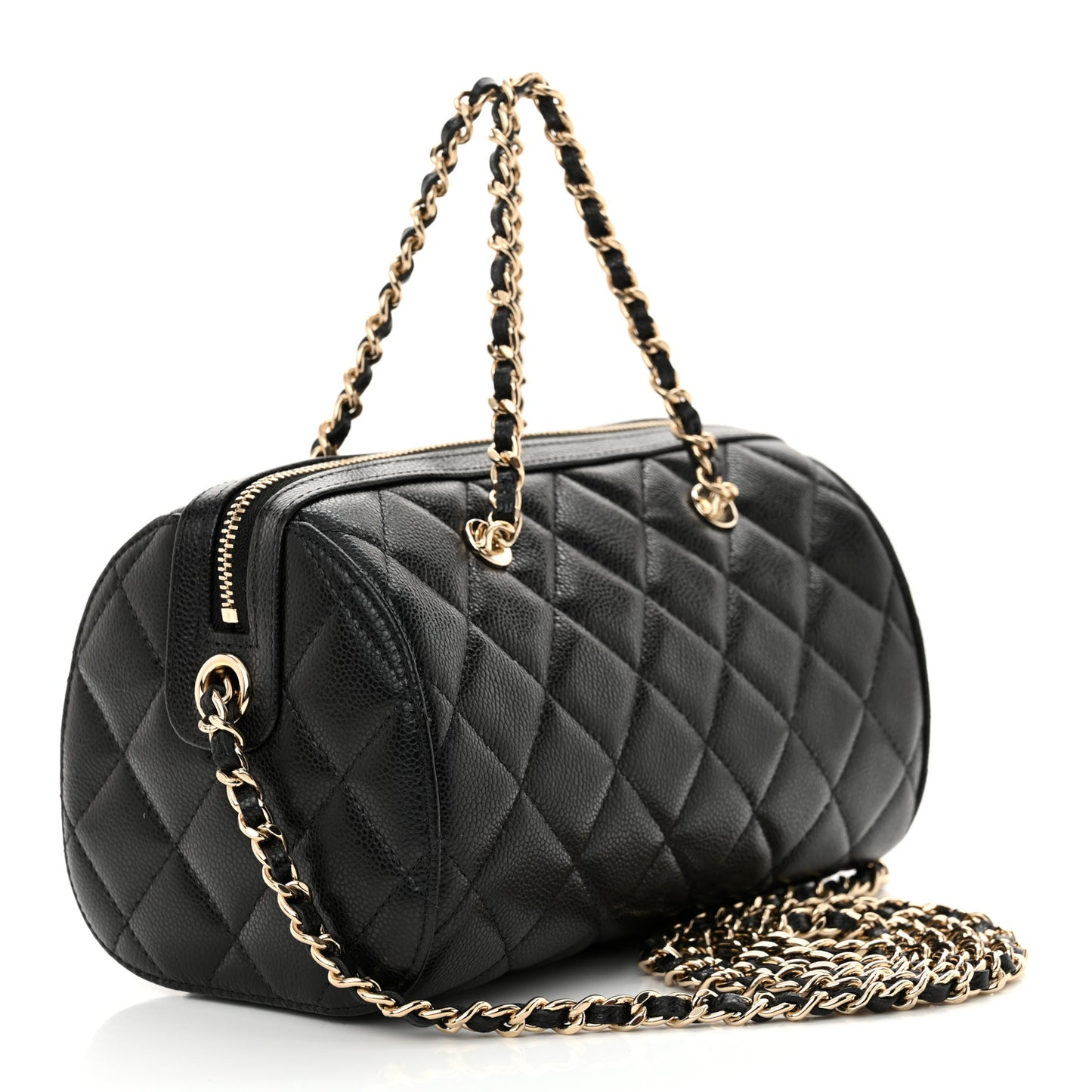 Caviar Quilted Classic Clutch With Chain Black