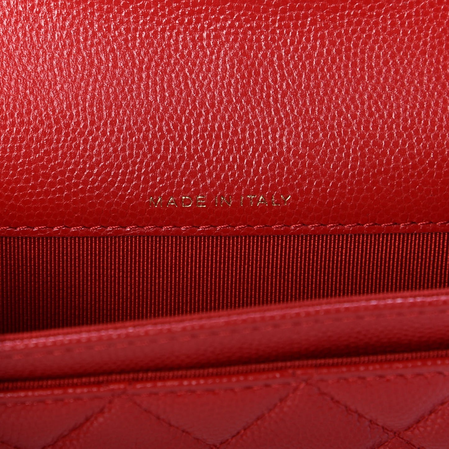 Caviar Quilted Flap Card Holder Wallet Red