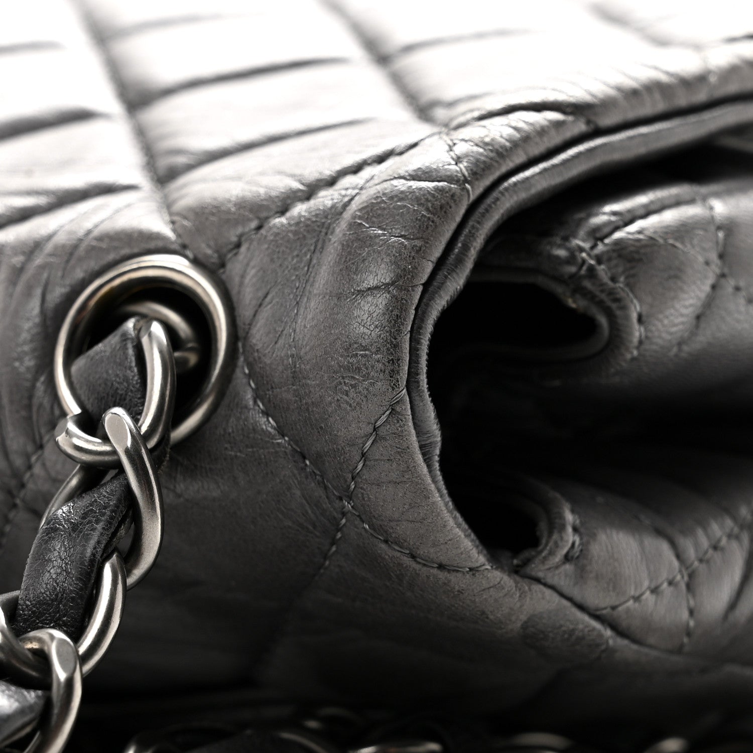 Chanel Lambskin Quilted Jumbo Single Flap Grey 12 of 13
