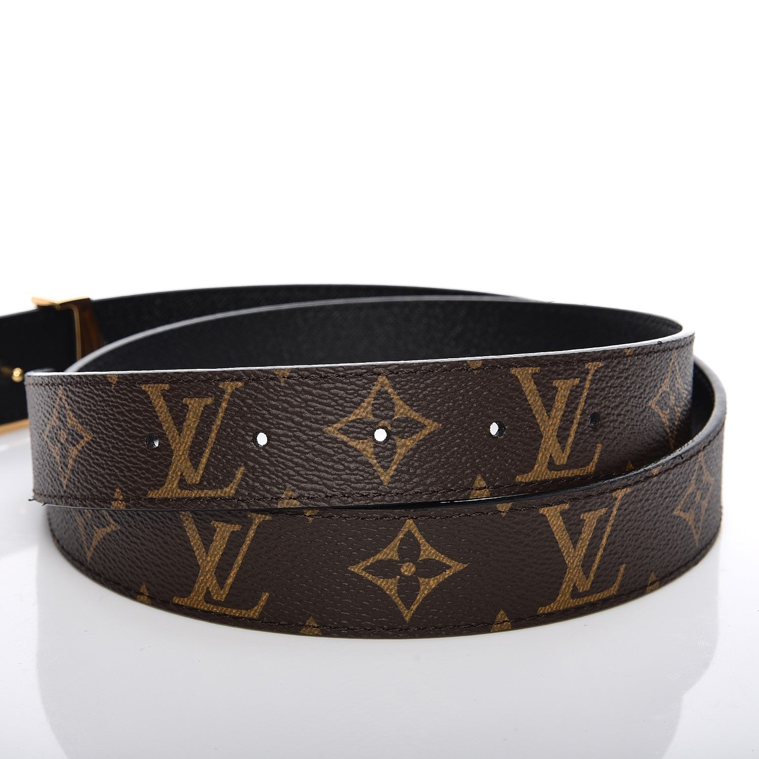 Louis Vuitton Calfskin Monogram 30mm LV Initiales Reversible Belt 85 34 Black 3 of 6
