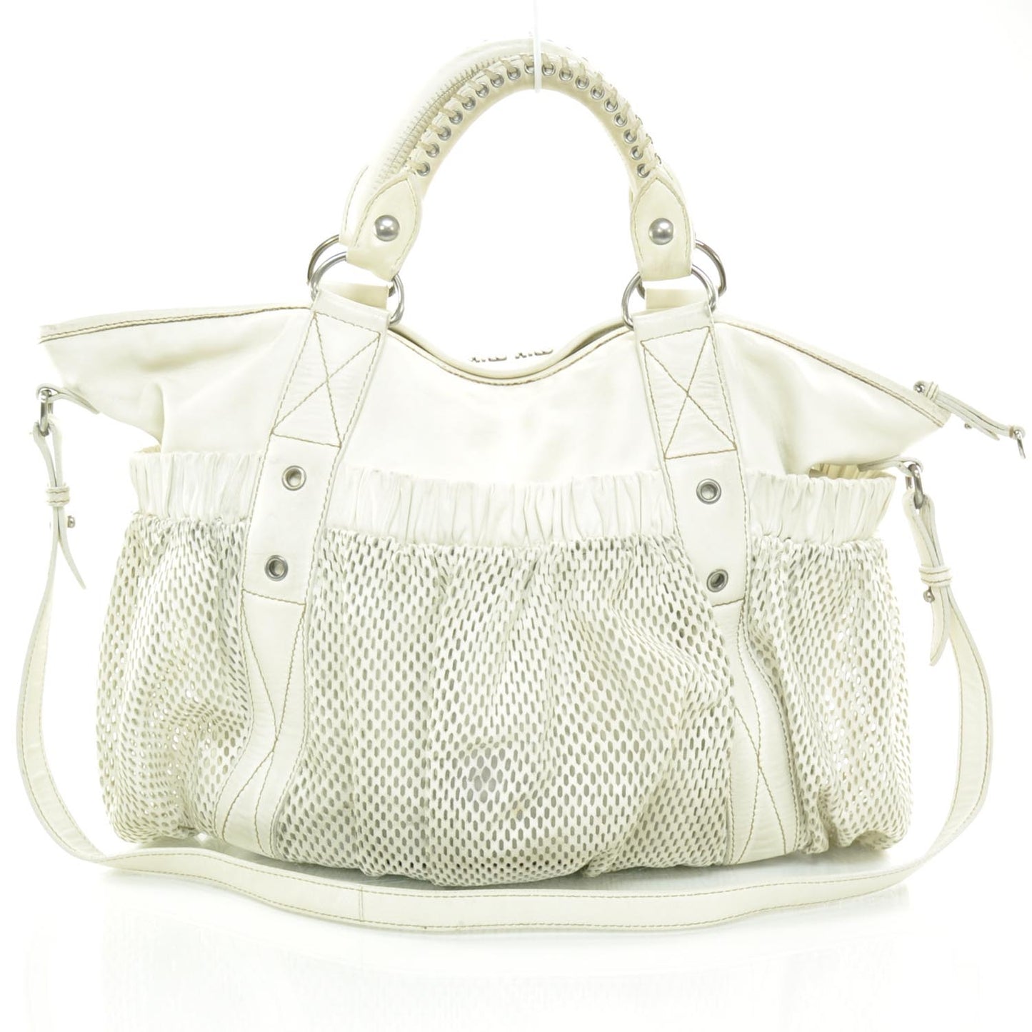 Lambskin Mesh Shoulder Bag White