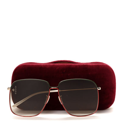 Gucci Web Rectangular Frame Interlocking G Sunglasses GG0394S Green Red 7 of 7