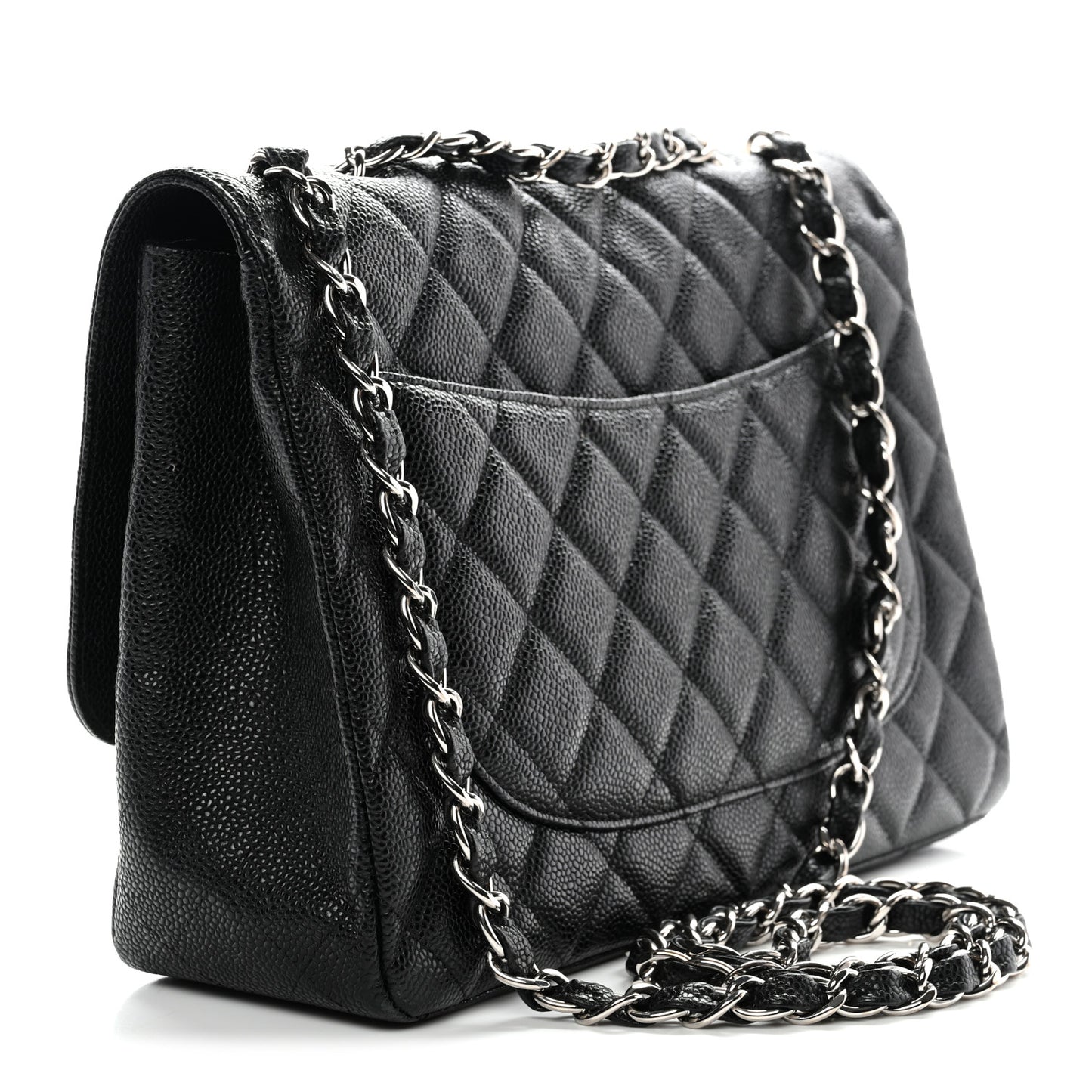 Caviar Quilted Jumbo Single Flap Black Black