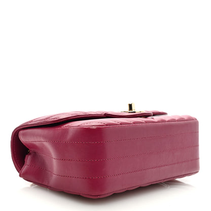 Chanel Lambskin Chevron Quilted Mini Rectangular Flap Dark Pink 4 of 10