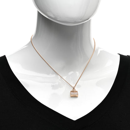 Hermes 18K Rose Gold Diamond Kelly Amulettes Pendant Necklace 2 of 5
