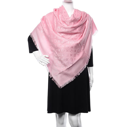 Louis Vuitton Silk Wool Monogram Shine Shawl Rose 2 of 4