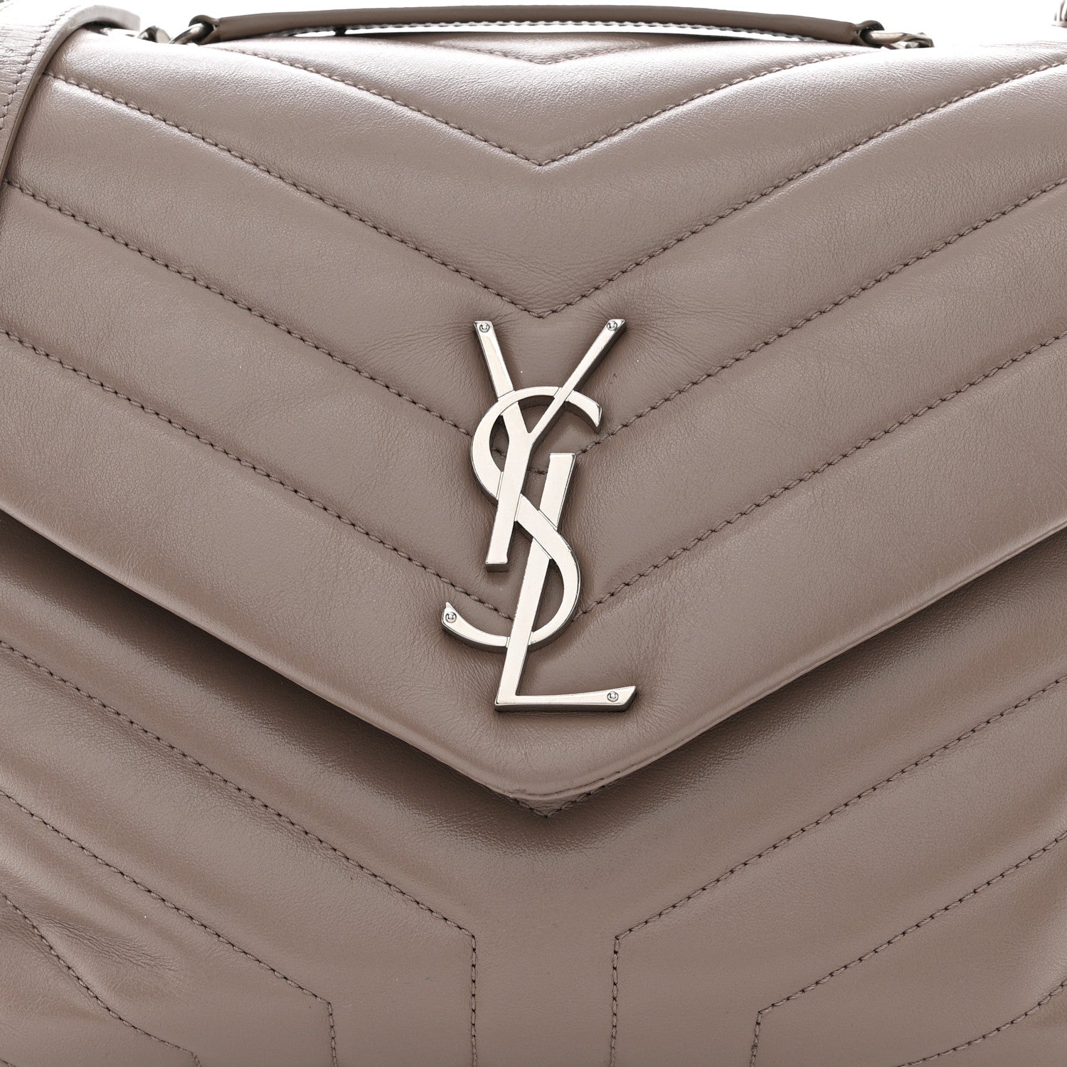 Saint Laurent Calfskin Y Quilted Monogram Medium Loulou Chain Satchel Mink 8 of 14