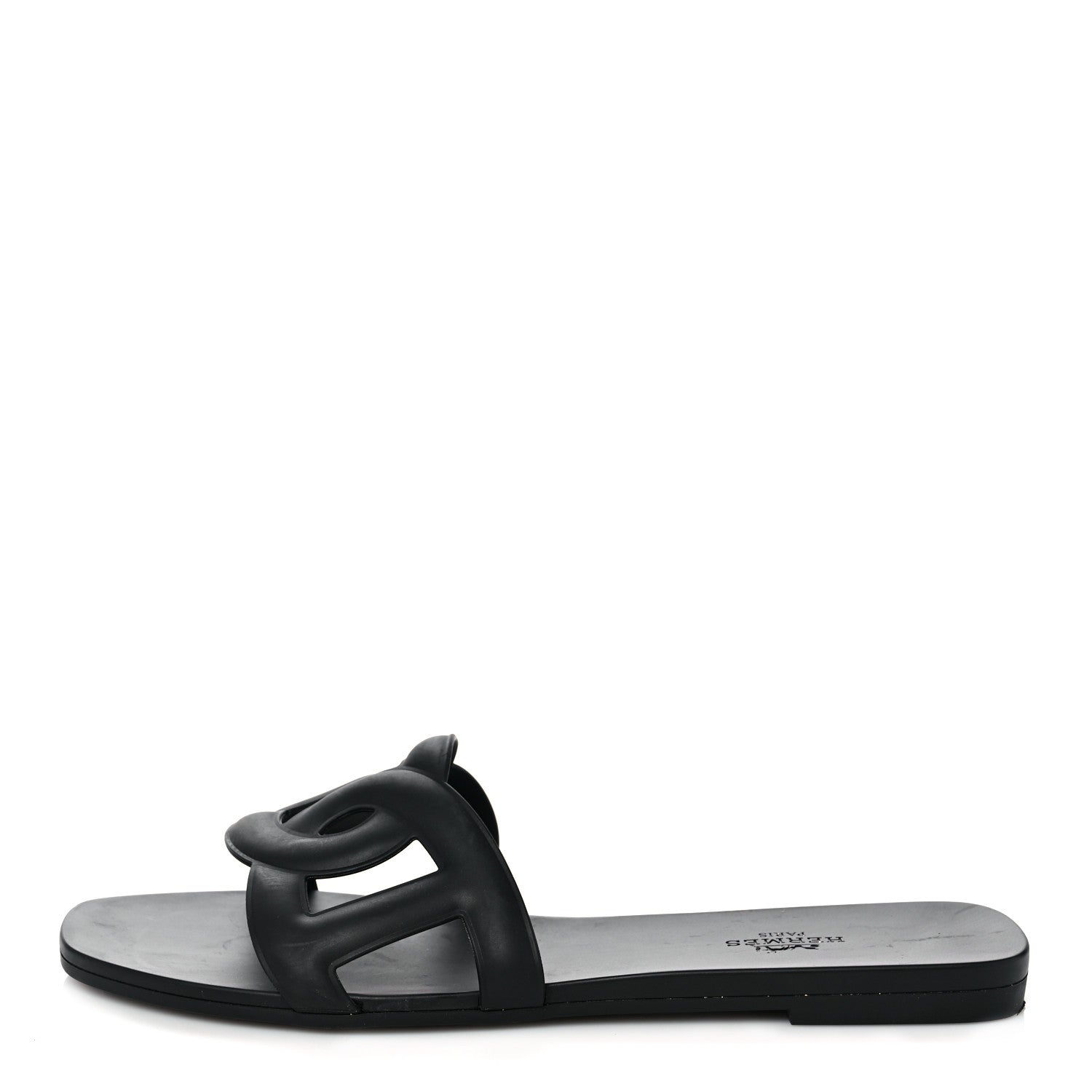 Hermes Rubber Aloha Sandals 38 Black 1 of 9