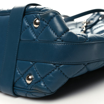 Chanel Lambskin Quilted Easy Carry Shopping Tote Blue 14 of 19