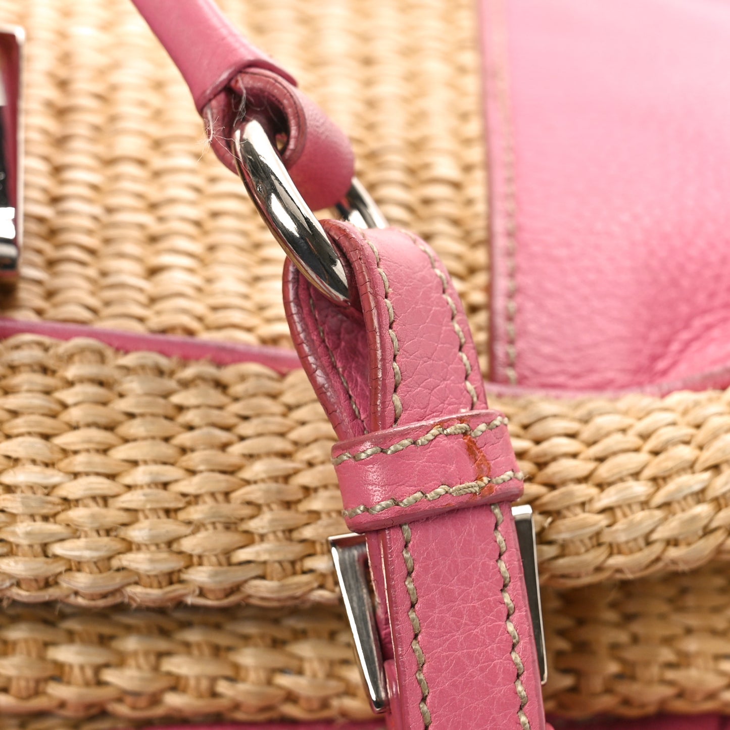 Straw Vitello Daino Shoulder Bag Naturale