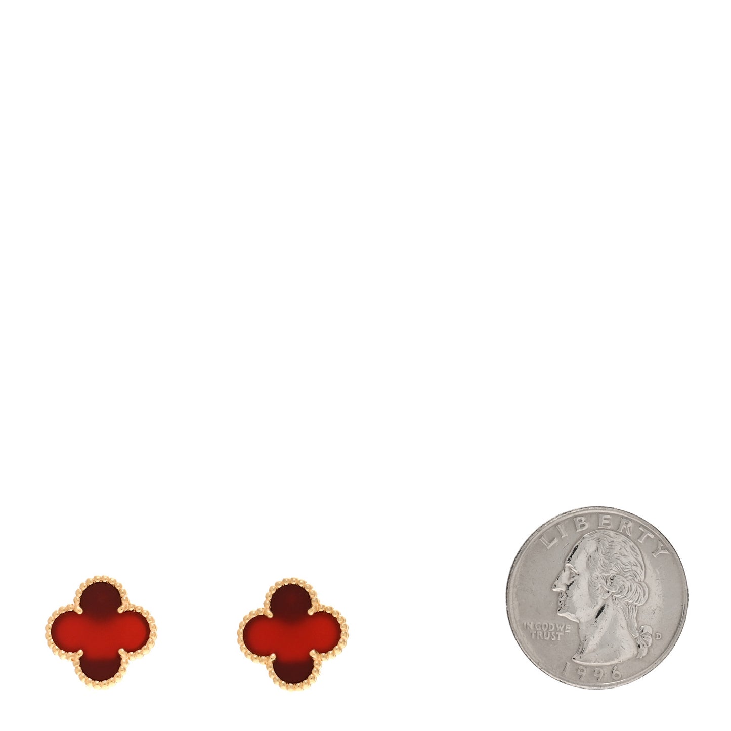 18K Yellow Gold Carnelian Vintage Alhambra Earrings