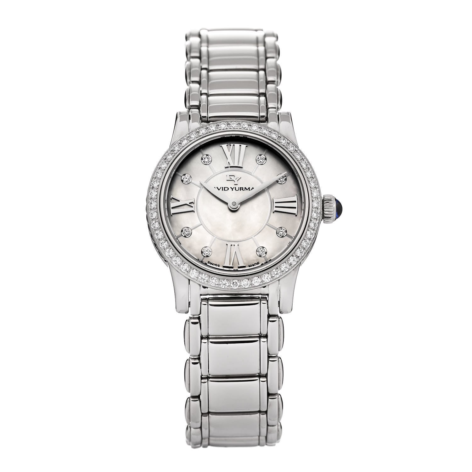 David Yurman Stainless Steel Diamond Bezel Mother of Pearl 29mm Classic Quartz Watch 1 of 5