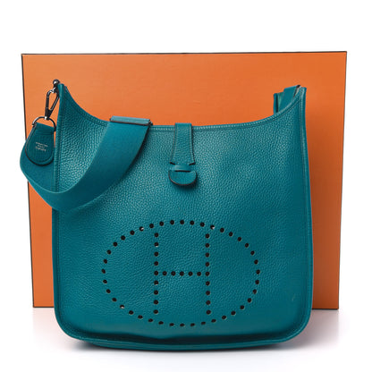 Hermes Taurillon Clemence Evelyne III GM Bleu Izmir 13 of 13