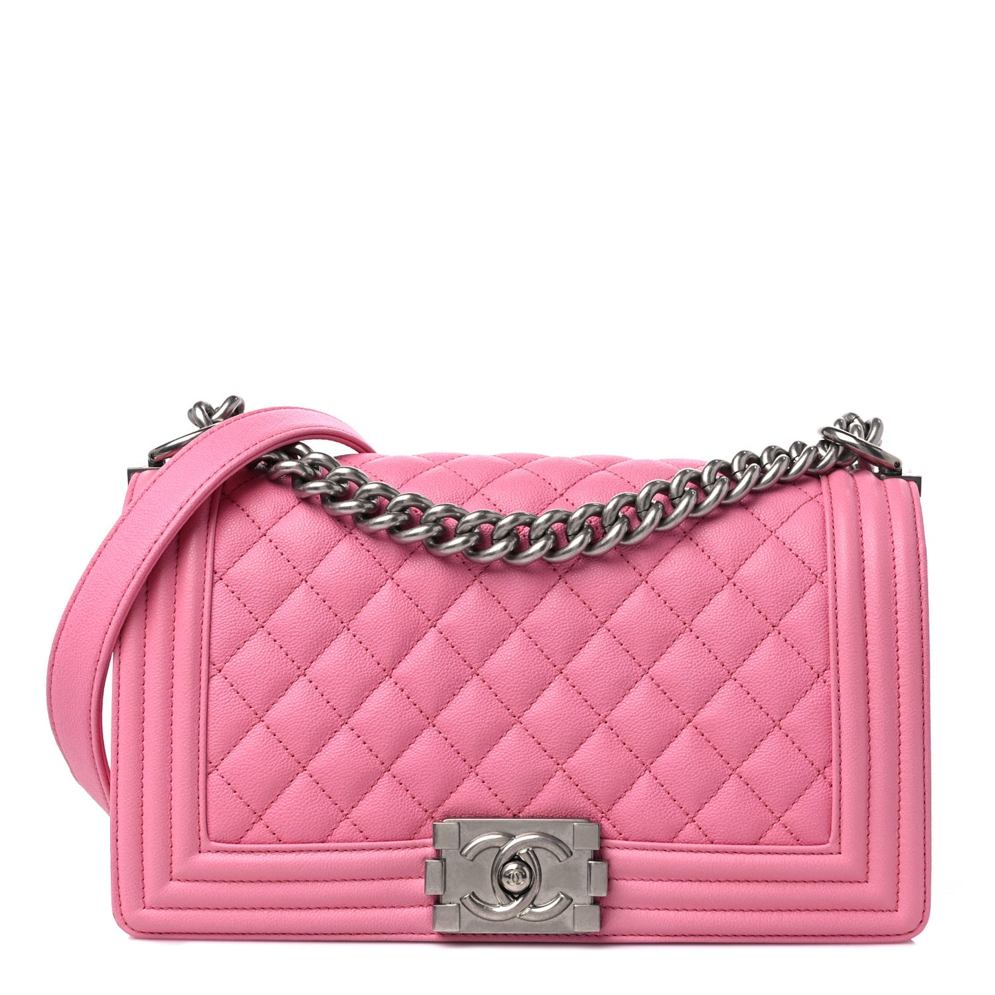Caviar Quilted Medium Boy Flap Pink