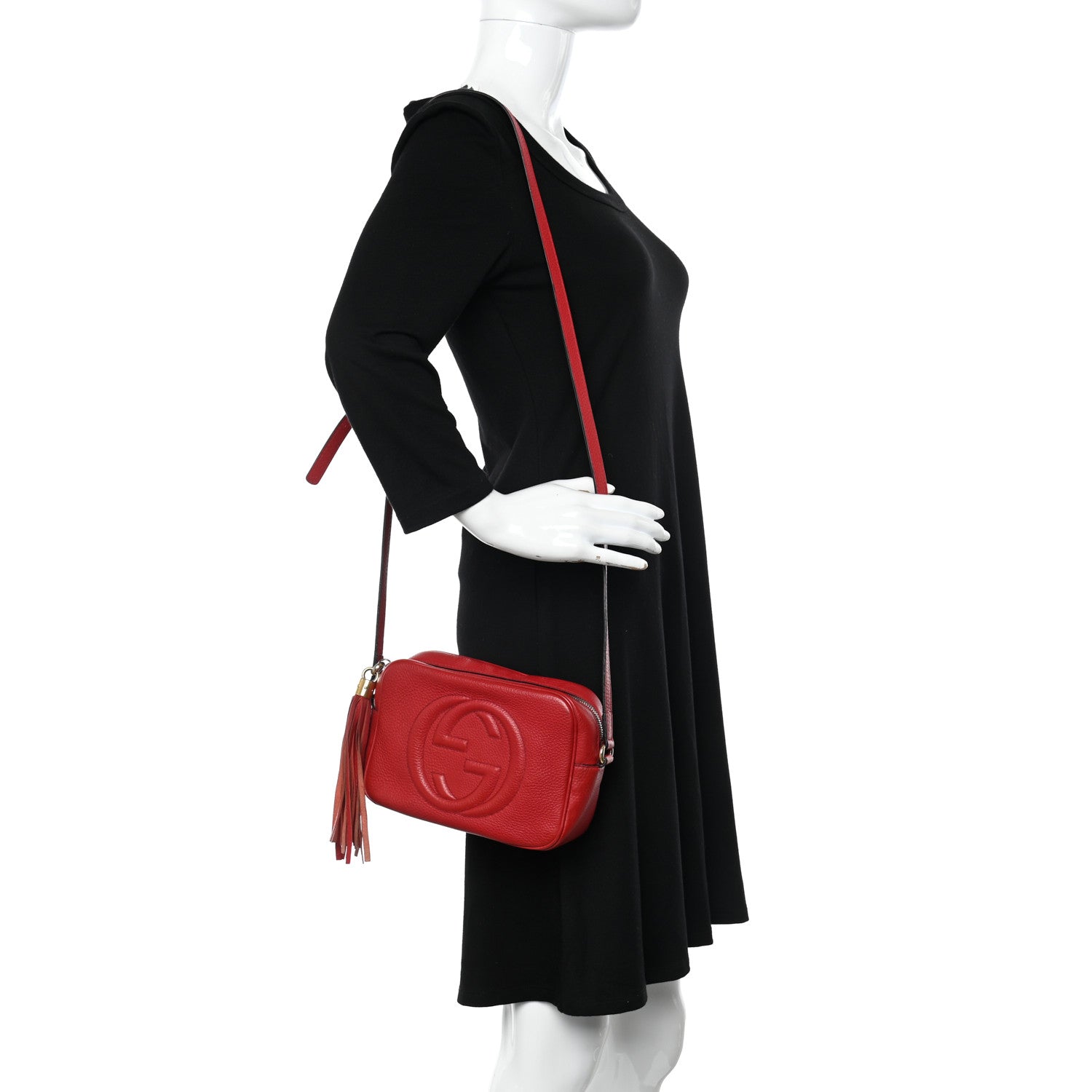 Gucci Pebbled Calfskin Small Soho Disco Bag Tabasco Red 3 of 17