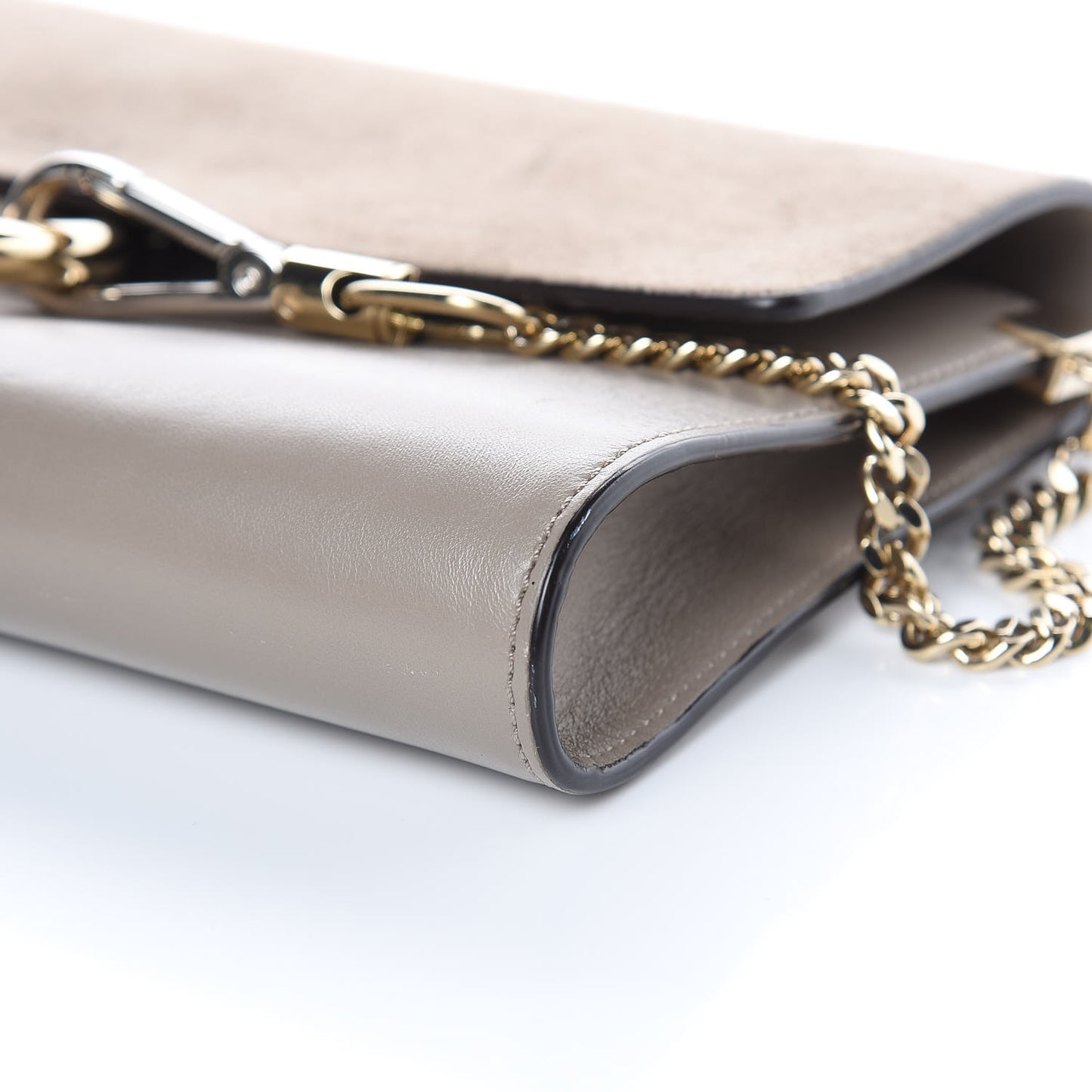 Suede Calfskin Faye Clutch Motty Grey