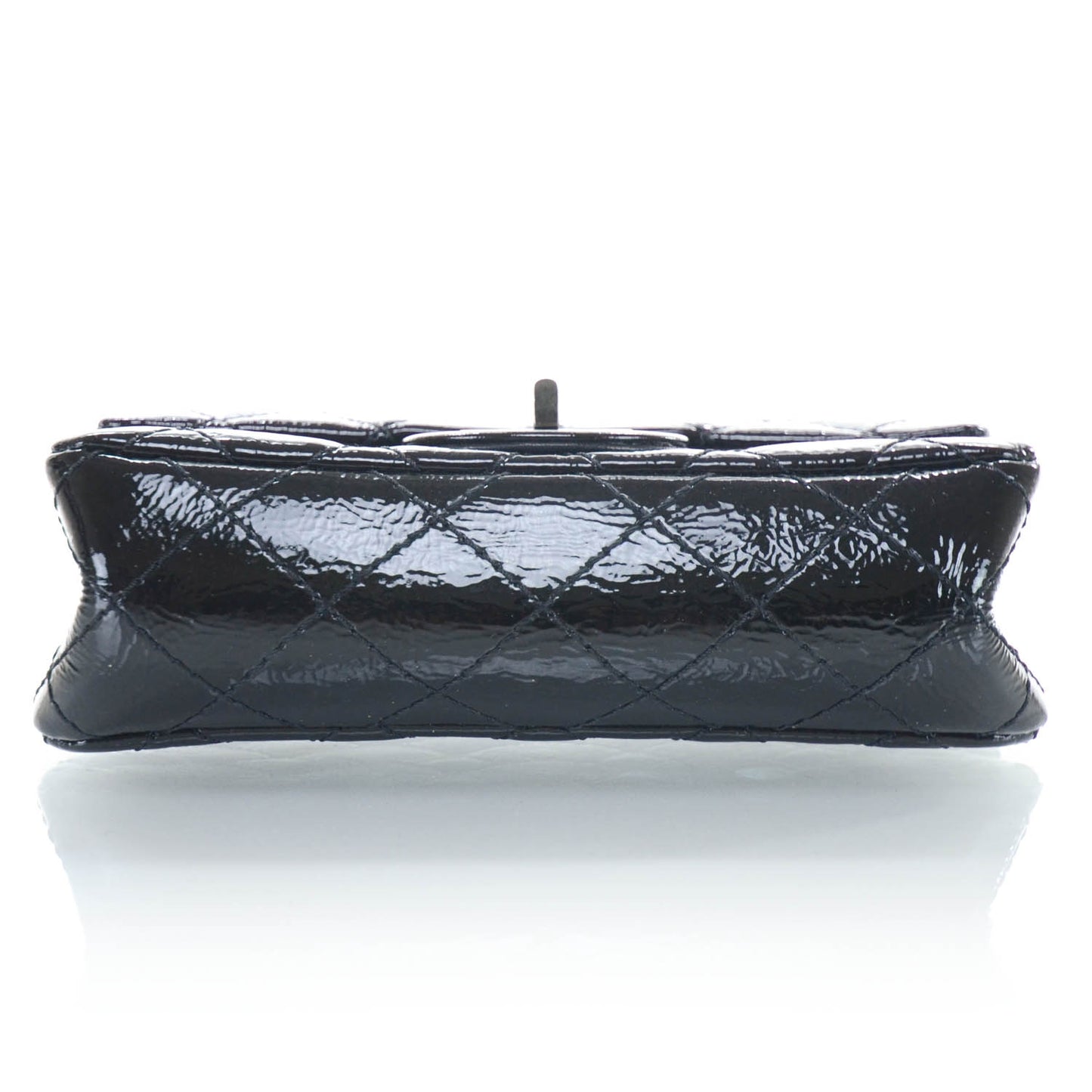 Patent Quilted Reissue Flap Clutch Bag Black