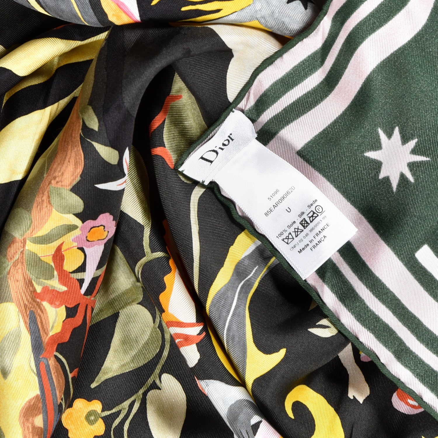 Christian Dior Silk La Terre Earth Square Scarf Black 3 of 3