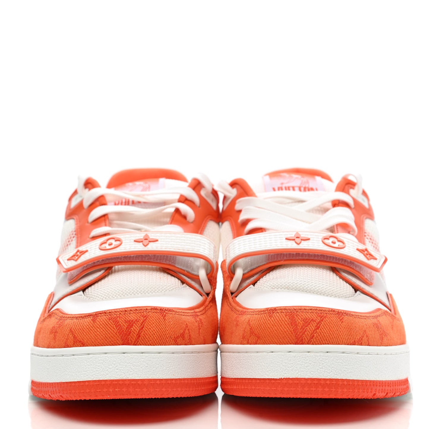 Monogram Denim Mens LV Trainer Sneakers 10 Orange