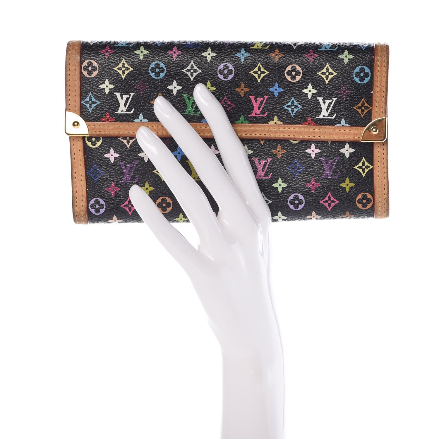 Louis Vuitton Monogram Multicolor Porte Tresor International Wallet Black 2 of 7