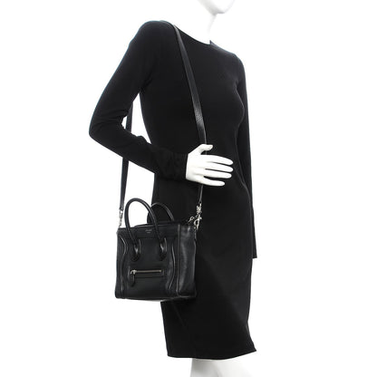 Celine Drummed Calfskin Nano Luggage Black 2 of 15