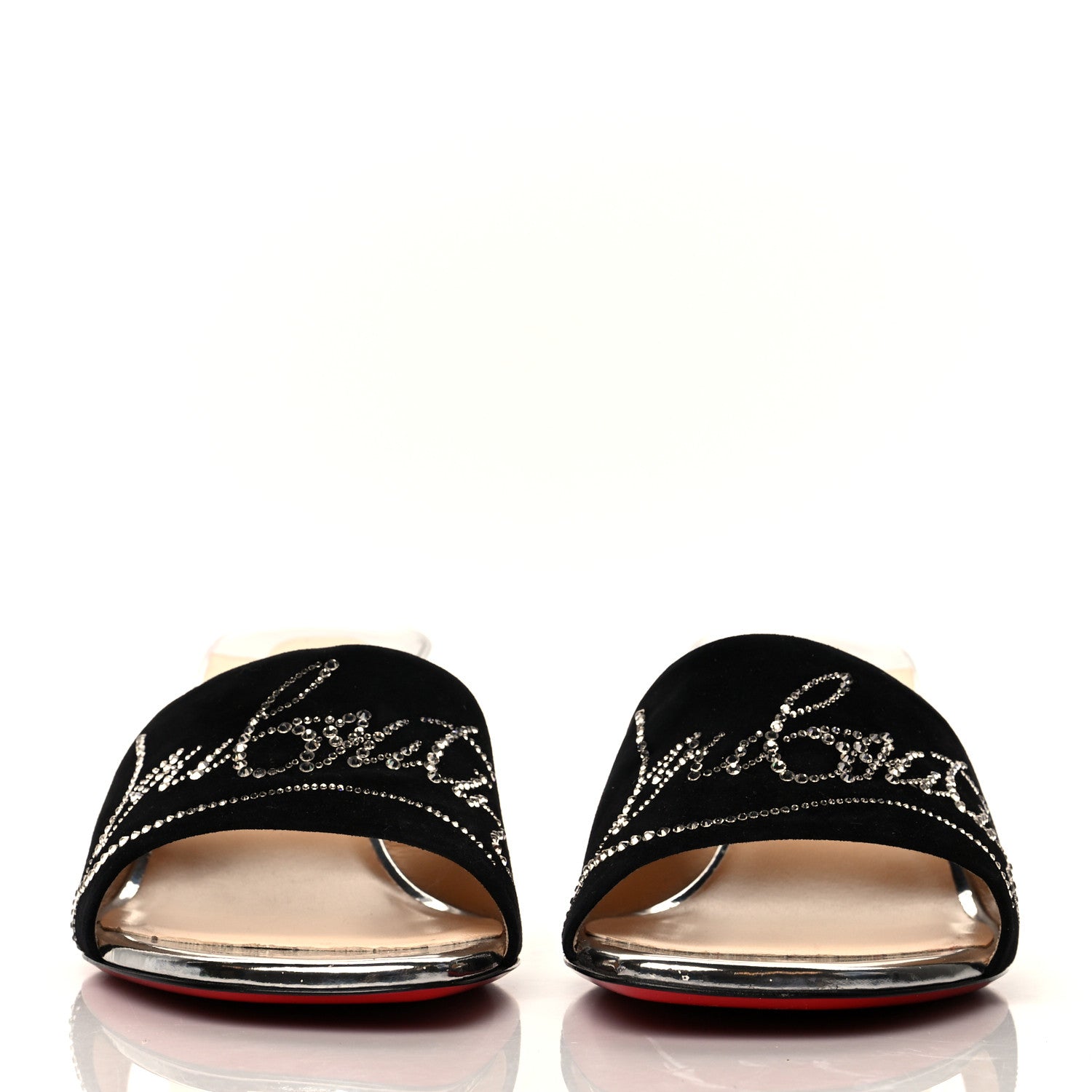 Christian Louboutin Veau Velours Specchio Dear Home 55 Sandals 41 Black Crystal 2 of 8