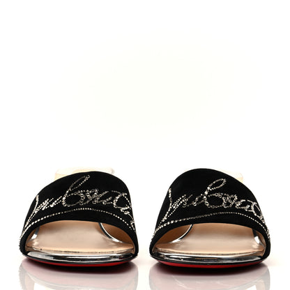 Christian Louboutin Veau Velours Specchio Dear Home 55 Sandals 41 Black Crystal 2 of 8