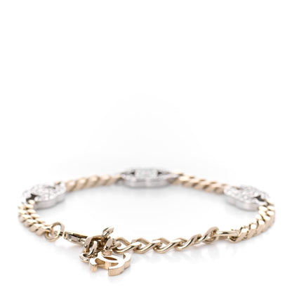 Chanel Crystal CC Chain Bracelet Gold Silver 3 of 4