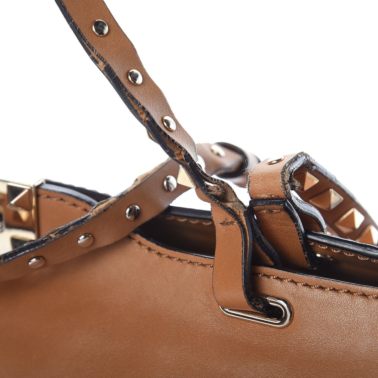 Valentino Garavani Vitello Medium Rockstud Tote Camel 10 of 16
